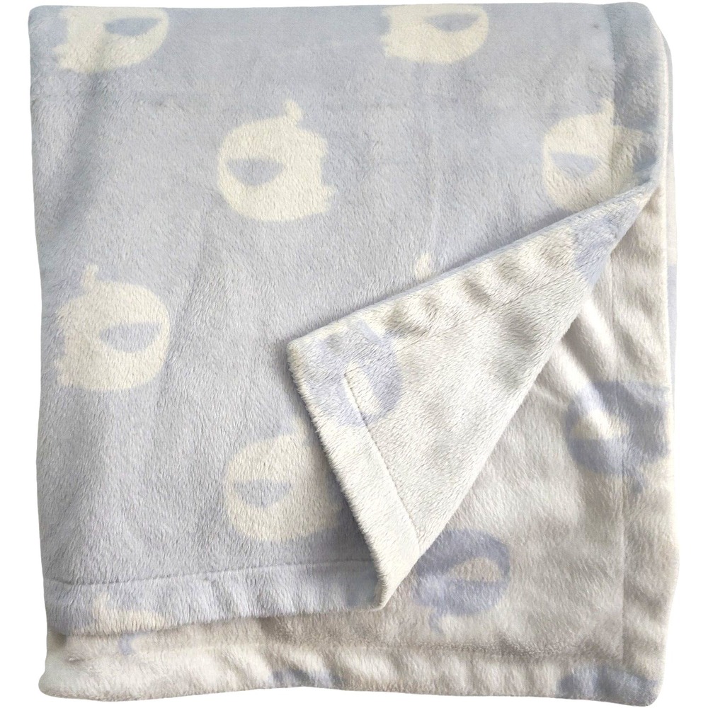 Starting Out Blue White Elephant Baby Blanket Lovey Reversible Soft 30x40